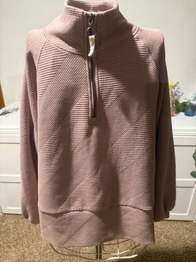 Balance Collection Dusty Rose Quarter-Zip Textured Pullover